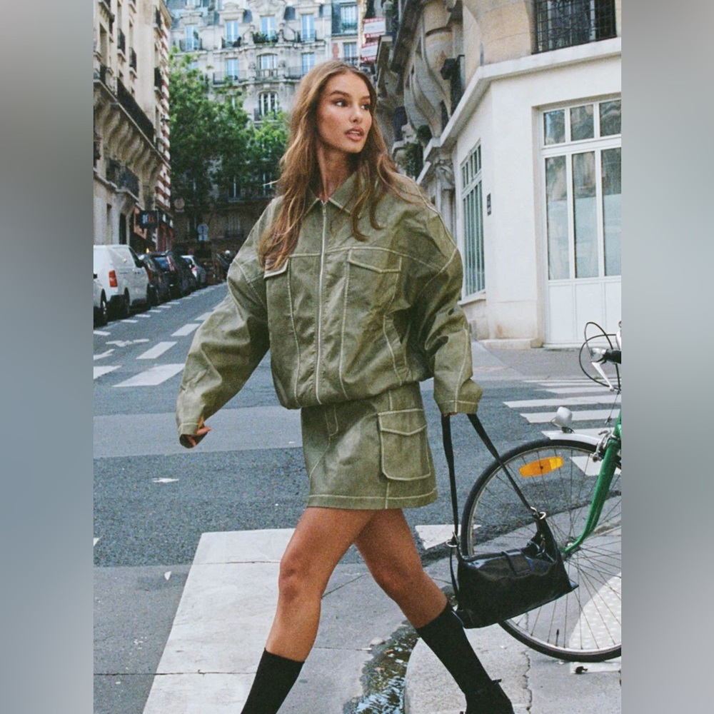 Tanza Faux Leather Mini Skirt Green